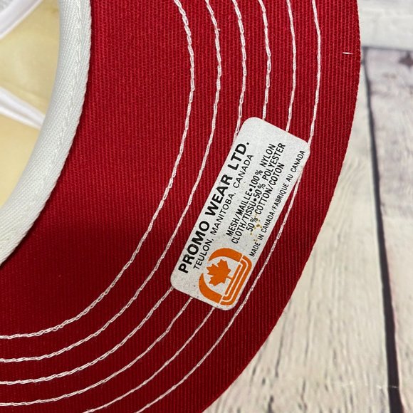 Vintage Farmer Hat Mesh Rope Cap Snapback Red White BROMOX Herbicide Item#1 - Picture 8 of 9